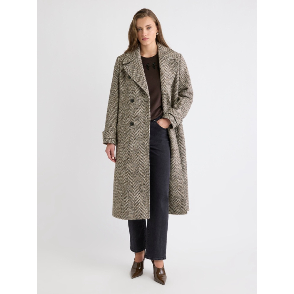 RW&CO Wool Blend Herringbone Coat L NWT Double Breasted